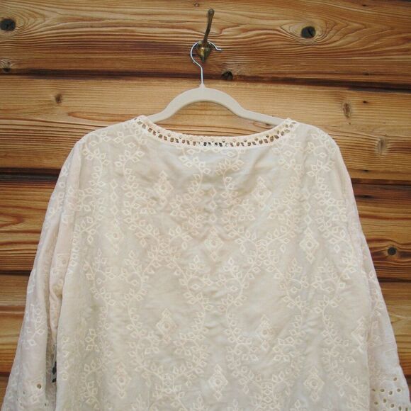 NWT John Mark Cream Boho Velvet Embossed Tunic Top - Picture 7 of 11